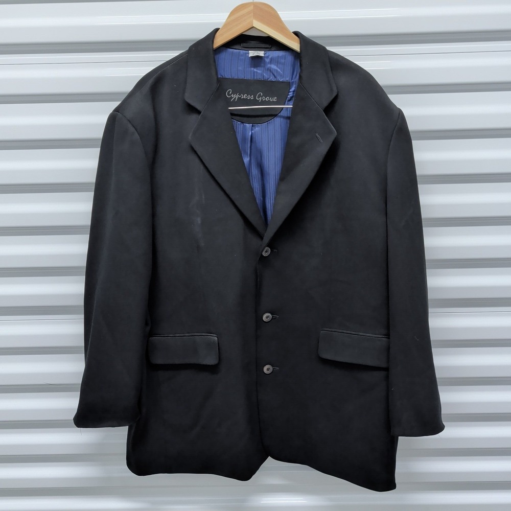 Cypress Grove Blazer Size XL Mens Black Silk Wool Blend 3-Button Sport Coat